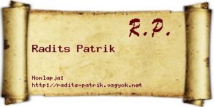 Radits Patrik névjegykártya